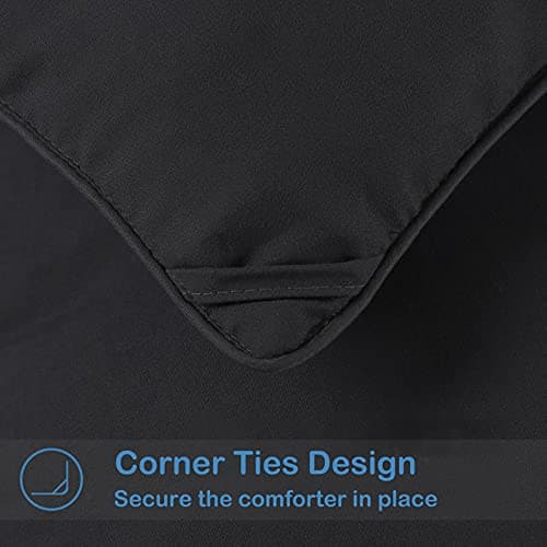 EASELAND Twin Size Down Alternative Comforter - Quilted Duvet Insert for All Seasons, Soft Lightweight with Corner Tabs, Summer Winter Warm Bedding, Black 64×88 Inches 6