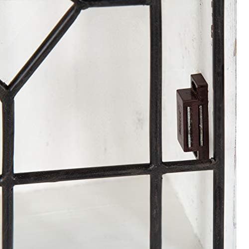 Kate and Laurel Megara Decorative Wooden Wall Hanging Curio Cabinet for Open Storage with Decorative Black Iron Door, Whitewash Finish 7
