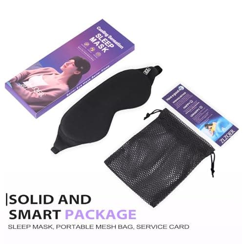 ZLZQER Cooling Cotton Eye Sleep Mask for Men & Women, Soft & Breathable, Pressure-Free Design for Side Sleepers, Adjustable Light Blocking Mask for Sleeping, Travel & Naps (Black) 8