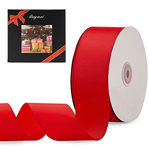 LIUYAXI 2" X 50 Yards Solid Red Grosgrain Ribbon, Perfect for Crafts, Wedding Decor, DIY Hair Accessories, Sewing, Christmas Gift Package Wrapping and More