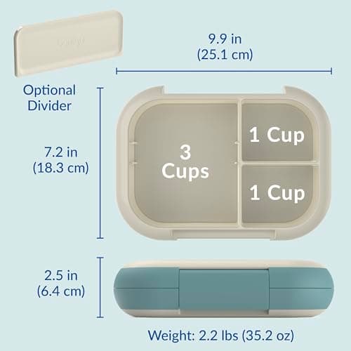 Bentgo Chill Max Leak-Proof XL Lunch Box - Included Ice Pack Keeps Food Cold; 5-Cup Capacity for Adults & Ages 8+, 3 or 4 Compartment Bento Box, BPA-Free, Dishwasher Safe (Bone & Glacier Blue) 7