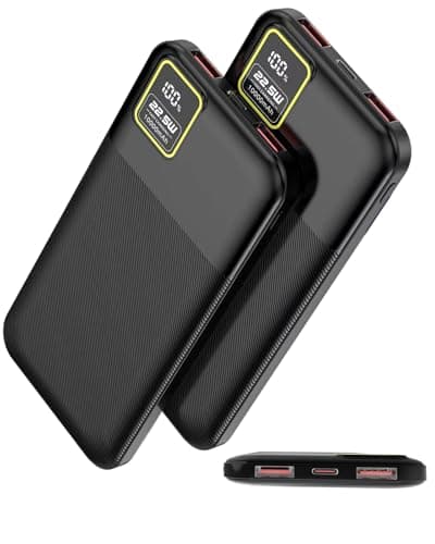 YUMGOOD 2-Pack Portable Charger, 10000mAh Power Bank with USB-C Input & Output, 22.5W Fast Charging Battery Pack with LED Display, Compact External Battery, PD & QC 3.0 Compatible with iPhone 17/16/15