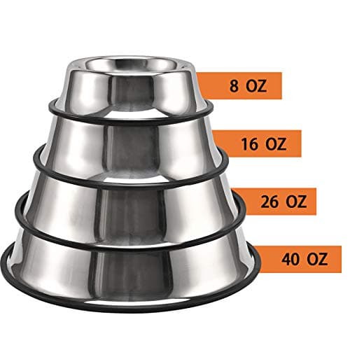 2Packs Stainless Steel Dog Bowl with Anti-Skid Rubber Base for Small/Medium/Large Pet, Perfect Dish, Pets Feeder and Water Choice Puppy Cat Kitten (8oz) 5
