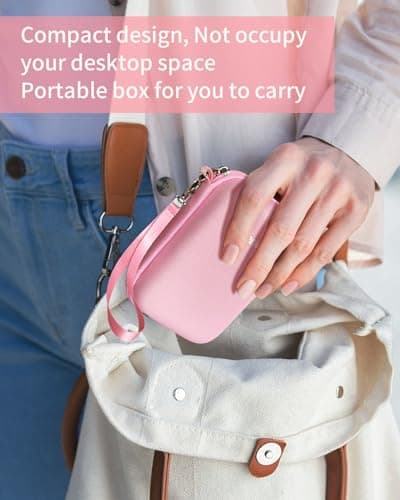 JADENS Label Maker Case D110 D11 Label Maker, Compatible with Phomemo D30 D35 Label Maker, Label Maker Box for NIIMBOT D11 Label Printer Labeler with Handle for Organization, Pink (Case Only) 5
