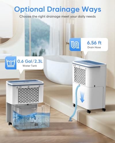 RUWORA Dehumidifier, 30 Pints Dehumidifiers for Home, 1500 Sq.ft Dehumidifier for Basement, 0.52 Gallon Water Tank, 24H Timer, Dehumidfier with Drain Hose for RV Bedroom Bathroom Office 7