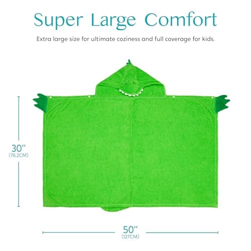 Joiedomi Dinosaur Hooded Towel for Kids Soft 100% Cotton Bath Beach Towel 30" x 50" for Kids 3-10 Years Toddler Pool Poncho with Hood Absorbent Swim Wrap for Boys Girls 6
