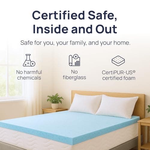Sure2Sleep Gel Swirl Memory Foam Mattress Topper - 2 Inch, Pressure Relieving, Cooling Comfort - Made in The USA & CertiPUR-US Certified - Softens Firm Beds and Extends Mattress Life - Queen Size 5