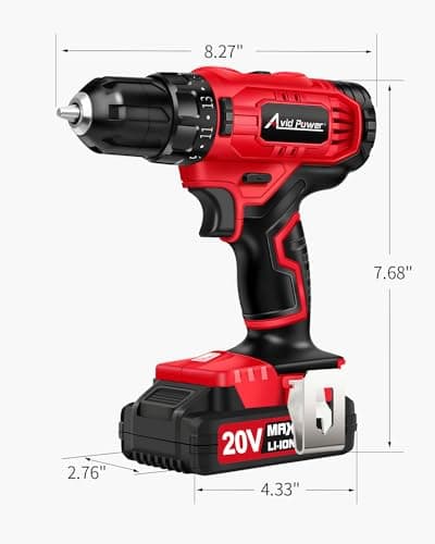 AVID POWER 20V Cordless Drill Set, 320 In-lbs Torque Power Drill/Driver Kit with Drill Brush, 2 Variable Speed, 3/8'' Keyless Chuck (Drill Bit Set Not Included) 8