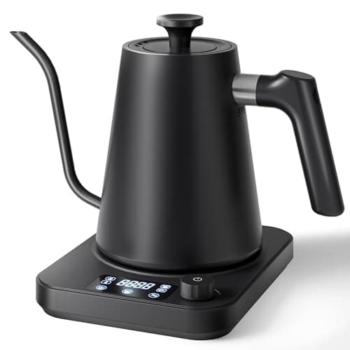 AGORVIO Gooseneck Electric Kettle, ±1°F Precision Control, Smart Altitude Adjustment, 24H Keep Warm, 30-Min Auto Memory, Food Grade Stainless Steel, Pour Over Kettle for Coffee and Tea, 1200W/1.0L