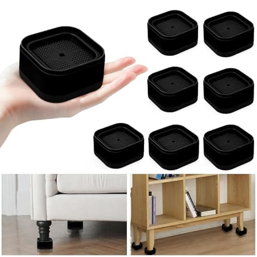 Kvoike 8 Pack Furniture Risers, Adjustable Bed Risers Heavy Duty Stackable Bed Raisers for Table Desk Couch Chair Sofa Cabinet Bed Legs Lift Height 1" (8, Black-2)