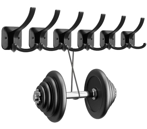 Optish Black Coat Hooks Wall Mount, Wall Hooks for Hanging Heavy Duty, Backpack Hooks for Wall, Metal Towel Hooks for Hat Coat Towel (6Pack, Black)