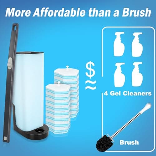 squish Disposable Toilet Brush with 16 Refills, Wall-Mounted No-Drill Adhesive Holder, Toilet Cleaning Kit for Bathroom - Space-Saving & Easy to Use 7