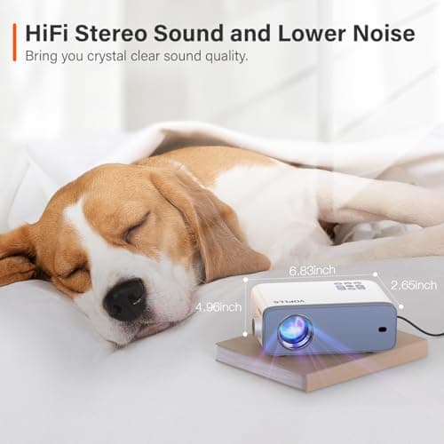 Mini Projector, VOPLLS 1080P Full HD Supported Video Projector, Portable Outdoor Home Theater Movie Projector, 50% Zoom, Compatible with HDMI, USB, AV, Smartphone/Tablet/Laptop (Small Projector) 7