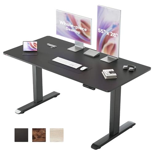 SIHOO 55"28" Whole Piece Electric Sit-Stand Desk with 4 Memory Height Settings, Ergonomic Adjustable Height Workstation for Home & Office (Black)
