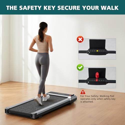 Smug Compact Armless Treadmill, Space Saving Design for Home & Office, Quiet Under Desk Walking Pad, 200 Lbs Capacity 3 in 1 Portable Walking Treadmill 8