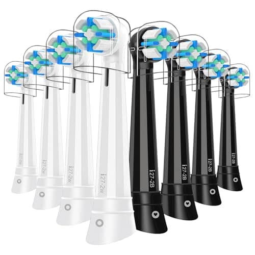 8 Pcs IO Replacement Heads Compatible with Series Electric Toothbrush, Brush Heads ompatible with 2 3 4 5 6 7 8 9 10 for Teeth Clean (Black/White)