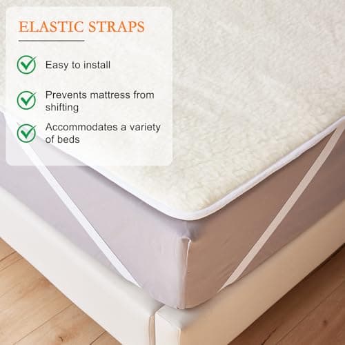 Wool Mattress Topper Queen Size, Extra Soft Plush Wool Fleece Cover and Cotton Cover, Bed Mattress Pad Cover(Beige,60" x 80") 5