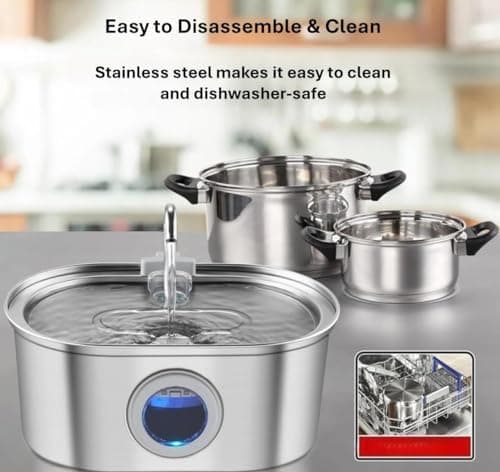 Pet Water Fountain Stainless Steel - 3.2L Cat, Dog Fountain for Drinking - Automatic Cat Water Fountain, Automatic Dog Water Fountain - Water Level Window and Dual Types of Water Flow 7