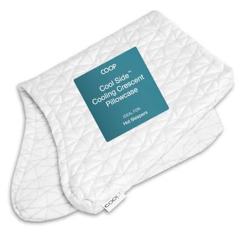Coop Home Goods Cool Side Crescent Pillowcase, Queen Size Cooling Pillow Case for Hot Sleepers, Crescent Shape, Two-Sided Pillow Covers, Cozy Side & Cool Side, Ultra Soft Lulltra Cool Technology