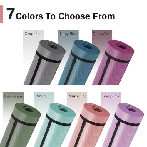 Yoga Mat 1-Inch Extra Thick High-Density Exercise Mat with Non-Slip Surface & Carry Strap for Men & Women Tear-Resistant Pilates Workout Mat for Home Gym, Floor Fitness, Pale Pinkish 7
