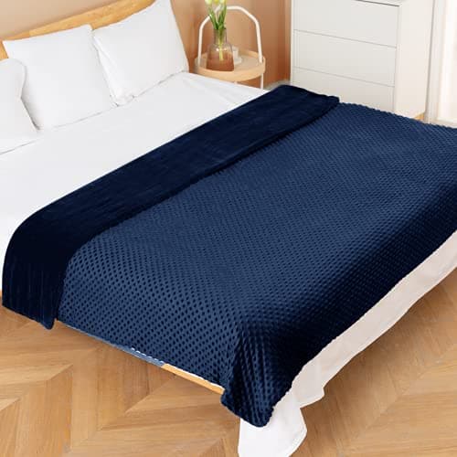 yescool Weighted Blanket with Cover for Adults (15 lbs, 48" x 72", Cobalt Blue) Heavy Blanket for Sleeping Perfect for 140-160 lbs, Twin Size Breathable Blanket with Premium Glass Bead 8