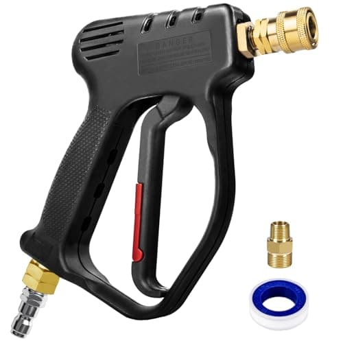 MEKOH Short Pressure Washer Gun, 4000 PSI High Power Washer Spray Gun, 10.5 GPM Foam Gun with 3/8'' Quick Connect, Stubby Pressure Washer Trigger Handle with M22-14mm Adapter for Extension Wand & Hose