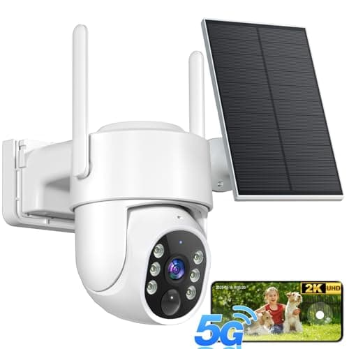 Gianteye 2K Security Cameras Wireless Outdoor, 5G WiFi Cameras for Home Security, 360° PTZ Solar/Battery Powered Outside Cam, 2 Way Talk, Color Night Vision, AI Human Detection for Porch/Garage/Yard