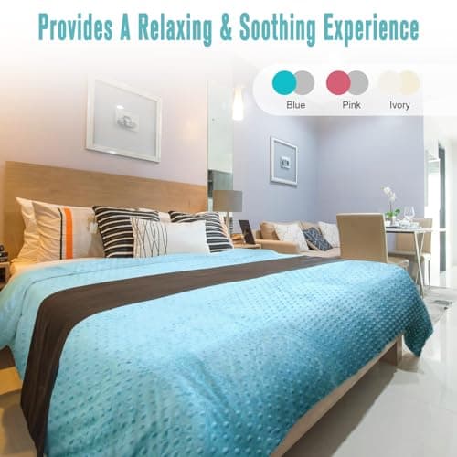 WINKAURA 30LB Weighted Blanket for Adults 86"x 90" Aqua Color, 2-Sided Microfiber Blanket with Premium Glass Beads, Cooling & Heating All-Season Thick Blanket 7