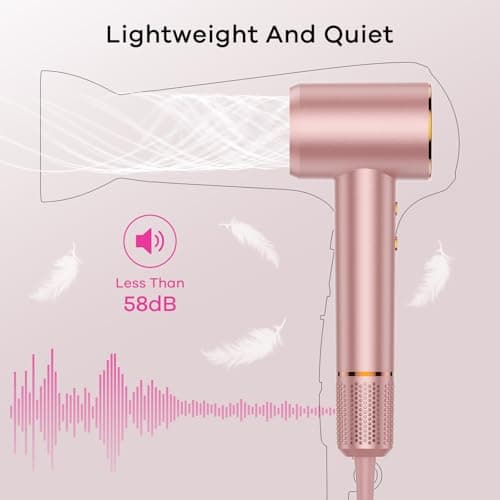 High-Speed Ionic Hair Dryer:3Min Fast Dry with Brushless Motor - Quiet, Mini Portable Hair Dryer Hair Care with Diffuser for Curly Hair Salon Home Travel for Women/Men/Baby/Pet 9