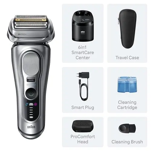 Braun Series 9 PRO+ Electric Shaver, Wet & Dry Razor, Pro SensoAdapt, 6in1 SmartCare Center, 9697CC, Silver 10