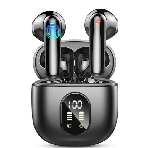 Wireless Earbuds, Bluetooth 5.3 Headphones in Ear 50H Playback Hi-Fi Stereo Ear Buds 4 ENC Mics, Bluetooth Earbud LED Display Charging Case 2024 Wireless Earphones IP7 Waterproof Sport for Android iOS