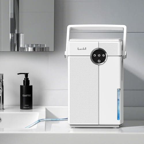 Lacidoll Small Dehumidifier with Drain Hose, Portable Dehumidifier for Bathroom, 118oz Dehumidifiers for Home 800 sq ft with 7 Colorful Light, Quiet Dehumidifiers for Bedroom RV Closet Basement, White