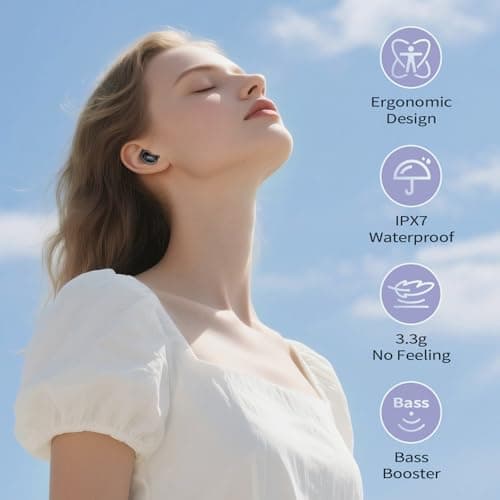 Sleep Earbuds, Mini ANC Wireless Earbuds Bluetooth 5.4 Headphones Deep Bass Stereo, 48H Playtime Ear Buds, 4 ENC Noise Cancelling Mic, In Ear IP7 Waterproof Earphones for Side Sleepers,Touch Control 8
