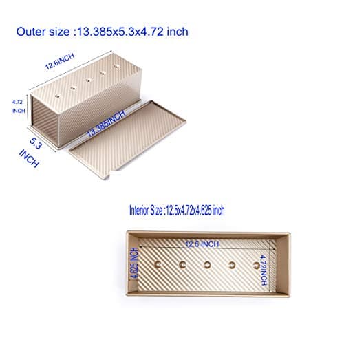Monfish Large Loaf Pan w Lid Pullman Bread Pan 2.2lb dough Aluminized Steel Commercial Grade Non Stick Loaf Baking Pan 7
