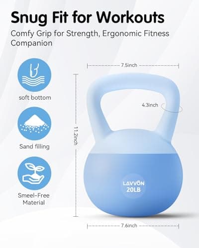 Soft Kettlebell - Cushioned Impact-Resistant Base and Anti-Slip, Kettle bell Anti-Slip Grip Weight for Home Workouts, Safe Strength Training Kettlebells Sets for Women & Men, With Non-slip Gloves (Blue, 20 LB) 5