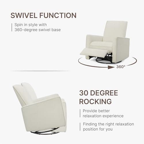 KISLOT Swivel Rocker Recliner Chair, Nursery Glider Recliner Manual Rocking Comfy Upholstered Fabric Reclining Single Sofa for Nursery Bedroom Living Room 6