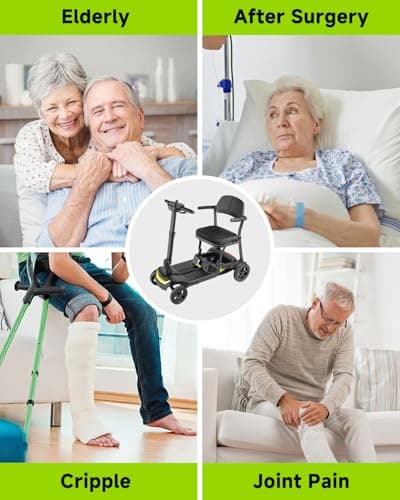 SCOOTNGO Mobility Scooters for Seniors & Adults 4 Wheel Travel Mobility Scooter Airline Approved with Two Batteries, Lightweight, Foldable, No Assembly Needed (Black Yellow, Dual Batteries) 5