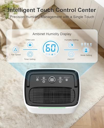 PLUSCENT 5000 Sq.Ft Dehumidifiers for Home, 52 Pints Compressor Dehumidifier for Basement with Drain Hose, Smart Humidity Control, Auto Defrost, Auto Restart, 24H Timer, for Bedroom, Large Rooms 5