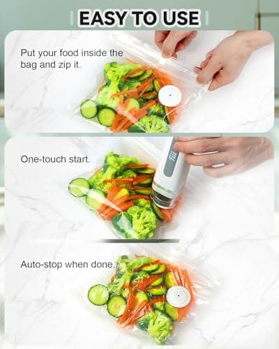 FIII Compact Handheld Vacuum Sealer for Food, 10X Preservation Food Sealer Machine with Reusable Vacuum Bags, Portable Wireless Vacuum Sealer for Sous Vide & Meal Prep, White 6