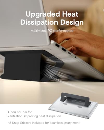 MOFT Laptop Stand for Desk, Adhesive Airflow Laptop Cooling Riser for Heat Dissipation with 2 Adjustable Viewing Angles, Foldable & Portable Computer Stand Compatible with Laptops 11"-16", Jet Black 7