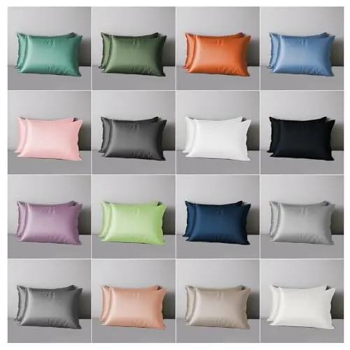 LINENWALAS Tencel Lyocell Silk Pillowcases for Hair and Skin, Standard Size 20"x30" with Envelop Closure Soft, Breathable, Eucalyptus Cooling Pillowcases Set of 2 (White, Queen) 5