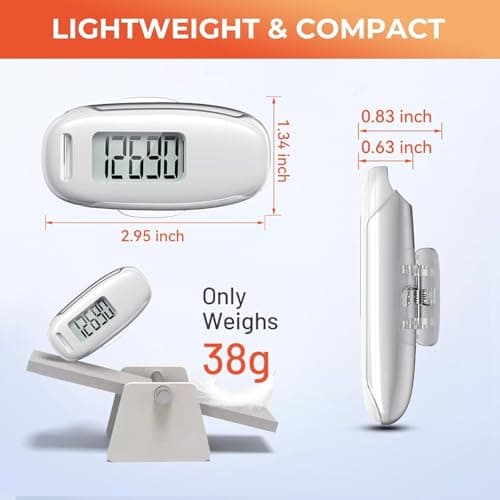 3D Pedometer for Walking, Simple Walking Step Counter with Removable Clip and Strap, USB Rechargeable Step Tracker with Backlight, Accurate Step Counter for Men Women Seniors - White 6