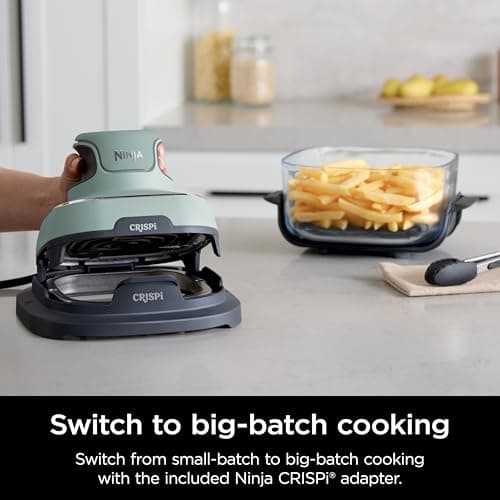 Ninja Crispi 4-in-1 Glass Air Fryer | 450°F | Non-Toxic | 4QT & 6-Cup Glass Containers w/Lids | Microwave, Freezer, Dishwasher Safe | Max Crisp, Air Fry, Bake, Recrisp | Green | FN101SG 13