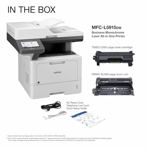 Brother Professional Laser Printer All-in-One with Scanner and Copier, High-Speed 50 ppm Monochrome Printing, Wireless Network Ready, Dual-Band WiFi, Auto 2-Sided Print (MFC-L5915DW) 5