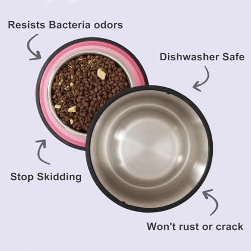 Podinor Stainless Steel Dog Bowls, Food and Water Non Slip Anti Skid Stackable Pet Puppy Dishes for Small, Medium and Large Dogs (2 Pack) 6