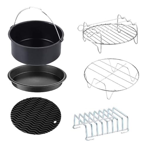 GoWISE USA GWAC22006 5.8-Quart Air Fryer, 6 PC Accessory Set + 50 Recipes (Plum), QT 6