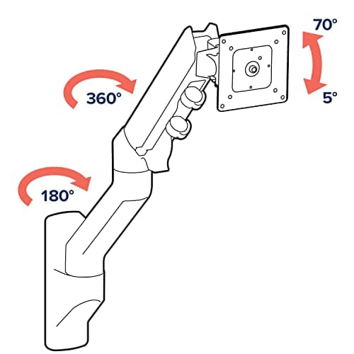 Ergotron – HX Single Ultrawide Monitor Arm, VESA Wall Mount – for Monitors Up to 49 Inches, 20 to 42 lbs, Less Than 8 Inch Display Depth – Standard Pivot, White 6