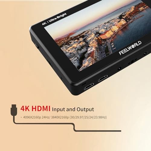 FEELWORLD LUT7 7" 2200nit 1920x1200 FHD IPS Touchscreen Camera DSLR Field Monitor with 3D LUT Waveform HDR 4K HDMI in Out, F750 Battery and Carry Case, ‌Auto Bright Adjustment for Outdoor 6