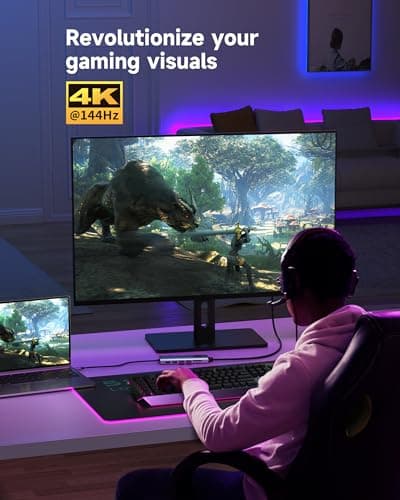 Triple Monitor Docking Station, 14-in-1 USB C Hub with DP 8K@30Hz/4K@144Hz, Dual HDMI 4K@60Hz, 100W PD, 7 USB Ports, SD/TF Card Reader, Gigabit Ethernet for MacBook & Windows Laptop 5