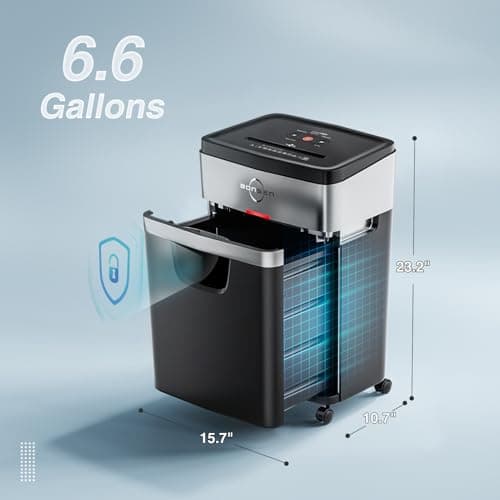 BONSEN Paper Shredder, 20-Sheet 60 Mins Nonstop Heavy Duty Paper Shredder for Office, 60dB Ultra Quiet Cross-Cut Shredder with 6.6 Gals Basket, Anti-Jam CD and Credit Shredder for Home Office (S3104) 5